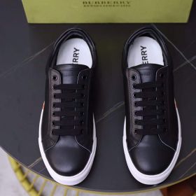Best Quality Burberry Male Multicolor Striped Detail Classic Black Cow Leather Low-top Leisure Shoes Price List